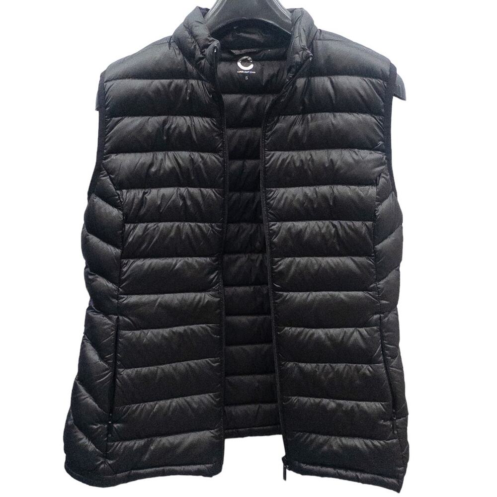 Cubus Quilted Puffer Down Vest Women's S Black Sleeveless Zip RDS Certified
